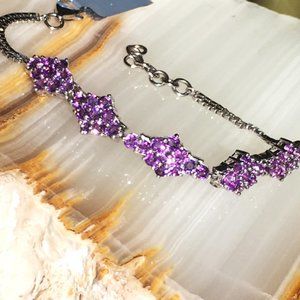 Amethyst .925 Bracelet w/ Extender 7"-8" Adjustable Sterling Silver Genuine Gems